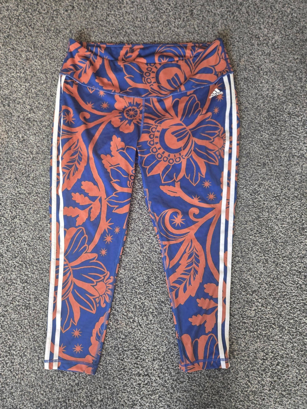 adidas Blue & Orange Floral Athletic Leggings